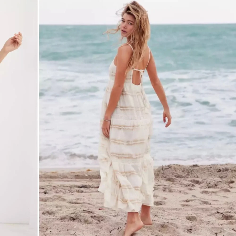 Aerie Tie Dye White Maxi Dress